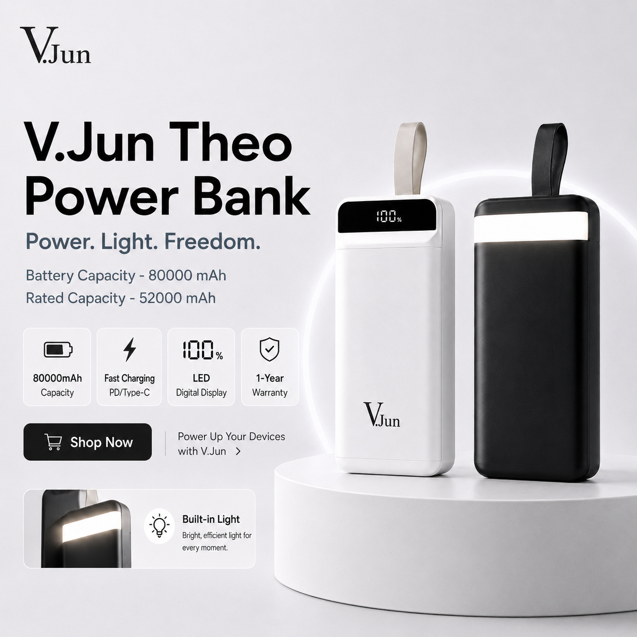 V.Jun Theo Power Bank 80000 mAh